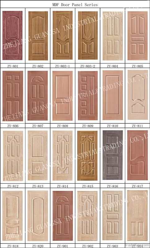 Molded MDF Door Skin with Wood Veneer-Teak (ZY-802)