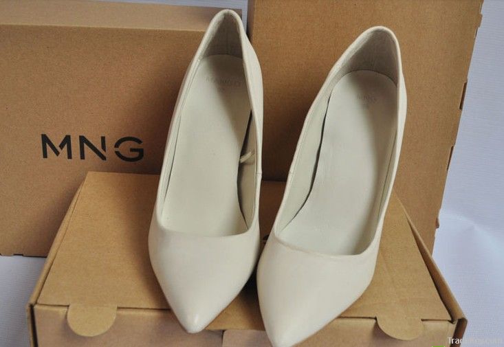 2013 spring small pointed toe stiletto plain ol single shoes white she