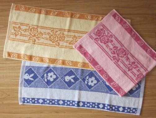 14s dyed yarn jacquard hand towel pink blue towels