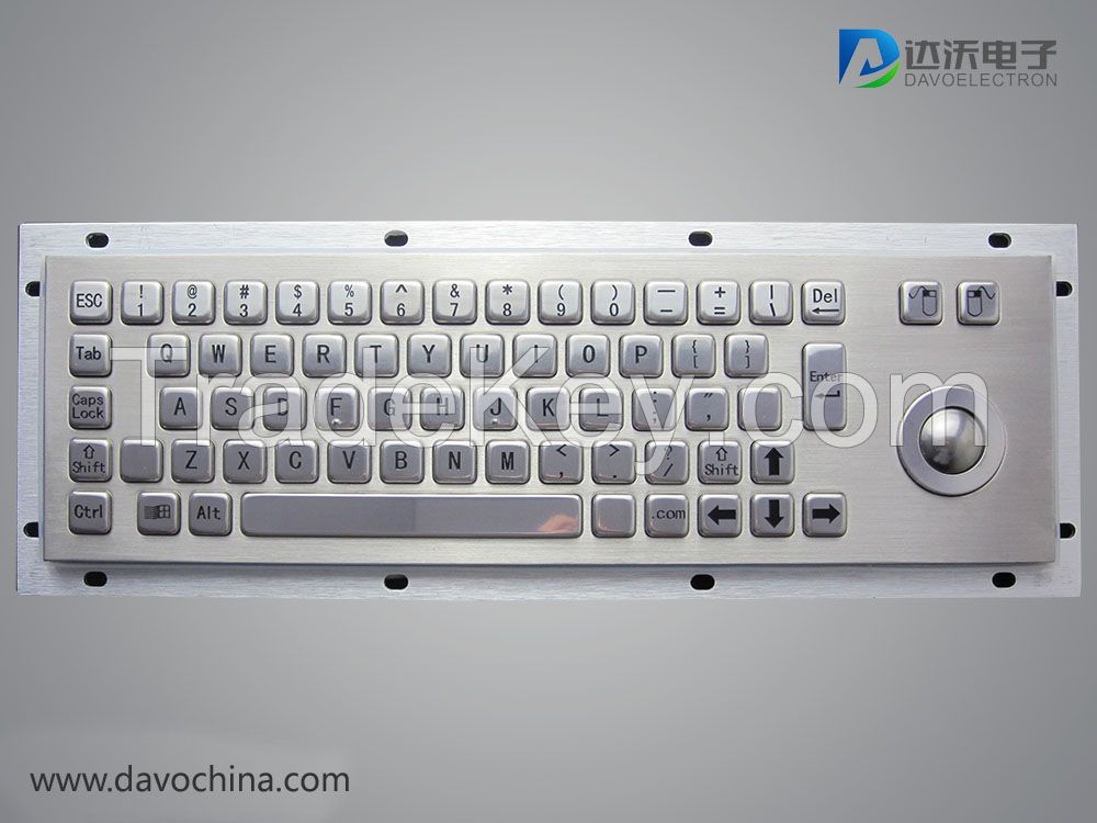 stainless steel industrial kiosk keyboard with  trackball