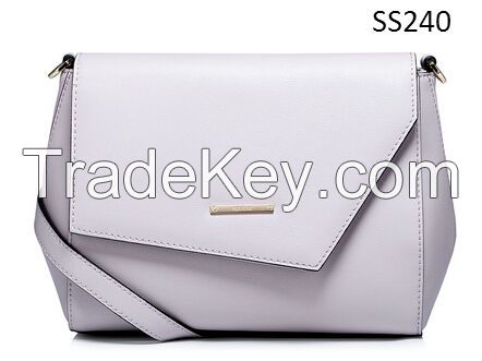 Ladies Genuine Leather Crossbody Bag Shoulder Bag with Geometrical Flap