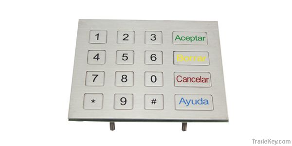 12 keys IP65 waterproof atm metal numeric keypad