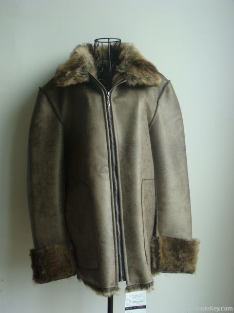 Composite suede fur coat