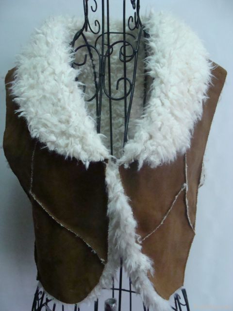 Ladies Composite Suede Sherpa Vest