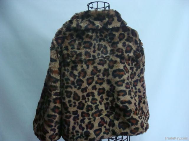 Ladies leopard print faux fur coat