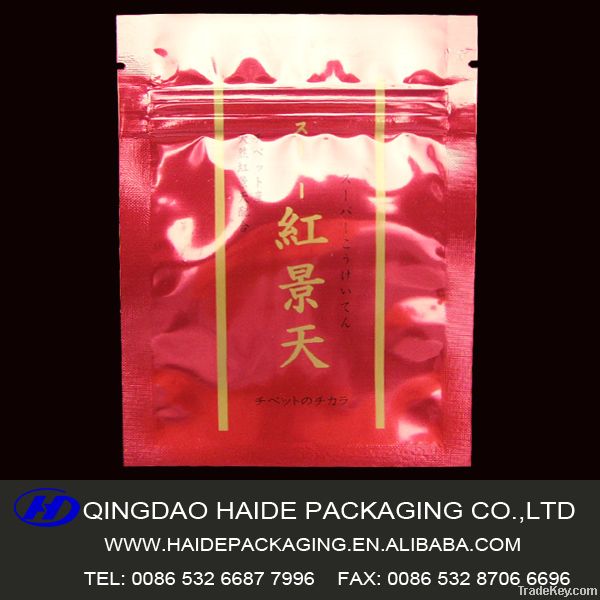 three side seal plastic food packaging bag