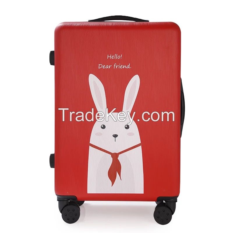 2018 ABS+PC rolling suitcase popular printing design luggage case pc luggage