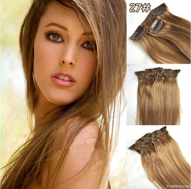 100%HUMAN HAIR CLIP IN HAIR EXTENSION