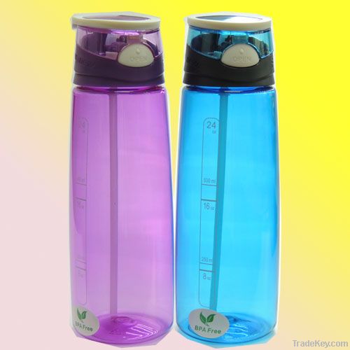 Tritan plastic water bottle with straw, BPA free, FDA