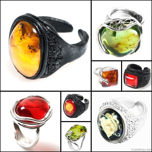 Unique amber rings