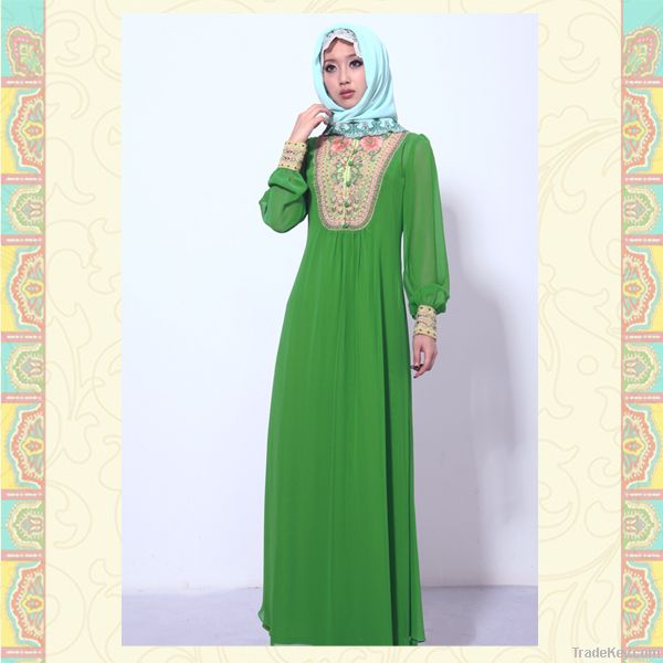 2013 new design embroidered knitted kaftan dresses islamic