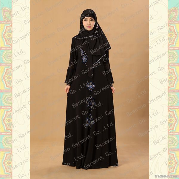 Latest Abaya design black Arab muslim long sleeve maxi dress