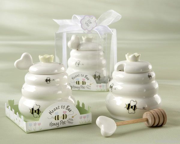 Wedding Favors &quot;Meant to Bee&quot; Ceramic Honey Pot Gifts