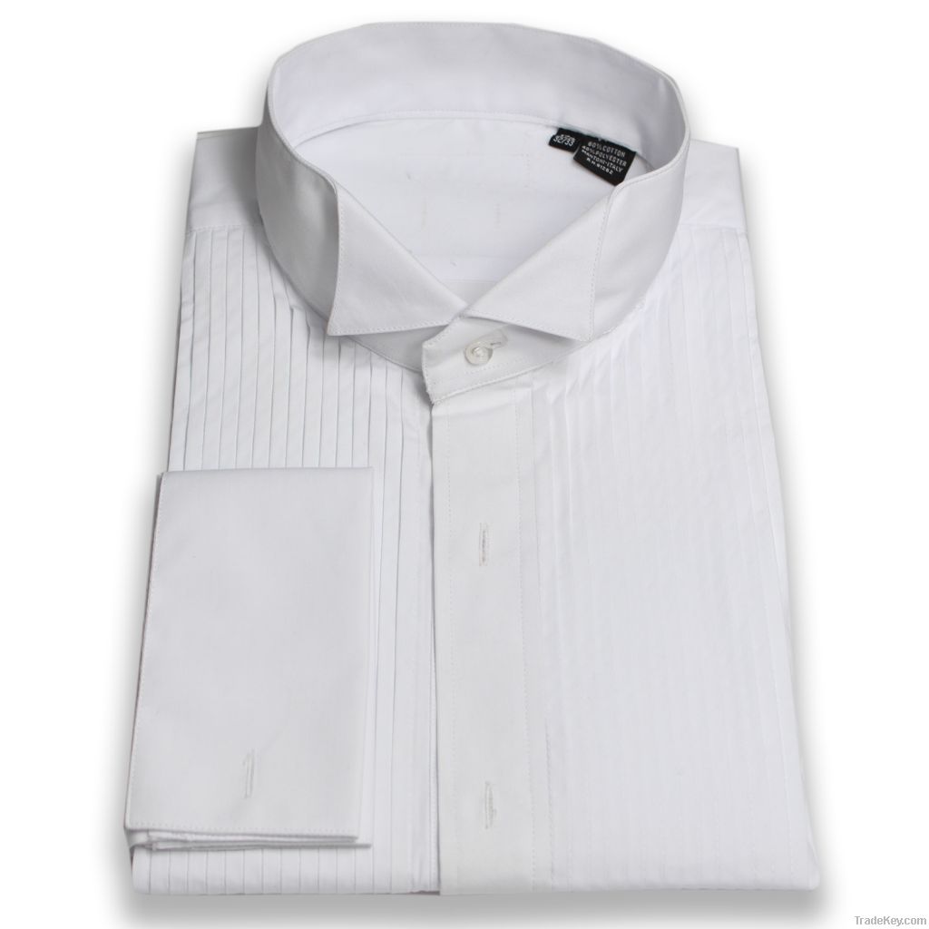 Mens Fly Front Wing Collar Tuxedo Shirt