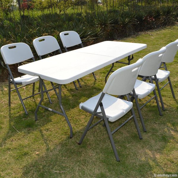 convenient furniture white plastic rectangle folding dinning table