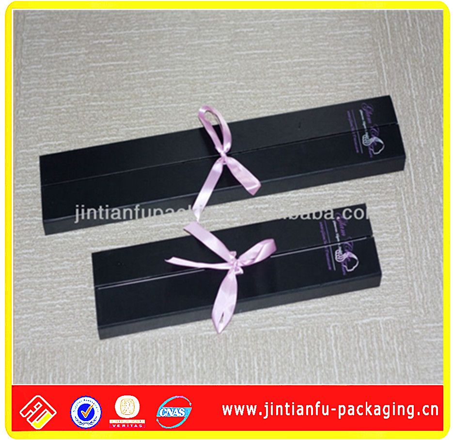 2013 hot sale black paper hair packaging box with bowknot