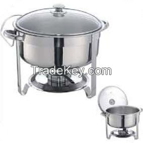 Glass chafing dish with s/s cover and chromed rach 1.5L X 2