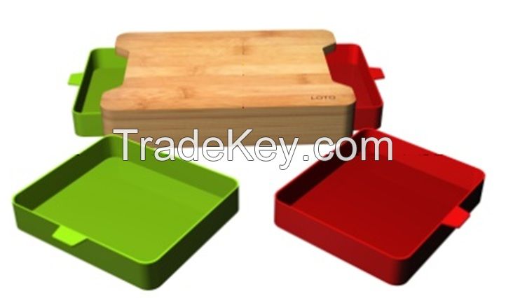 Bamboo Cutting Board with Drawer / with containers