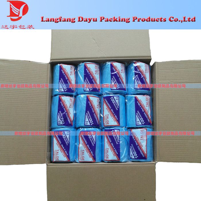 Household cleaning colored trash liner garbage bags