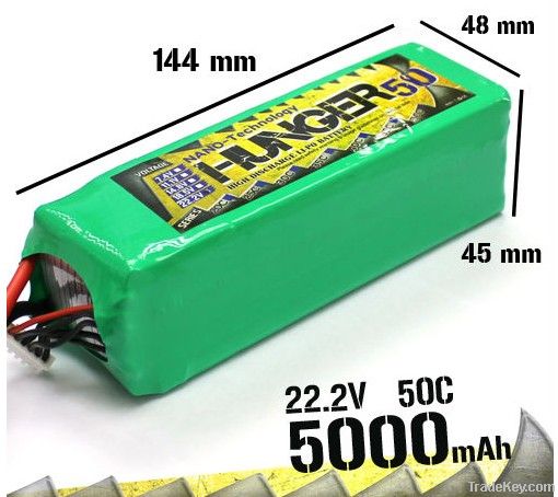 5000MAH 6S 40C MAX 80C 22.2V Helicoat NANO TECH LIPO PACK BATTERY HUNG