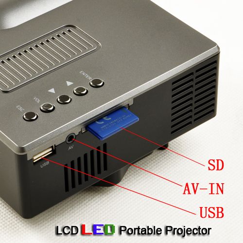 LED Portable Mini Projector with Media Player, AV-in,VGA