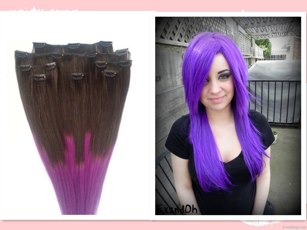 hot selling amazing color 100% brazilian hair clip in hair extension