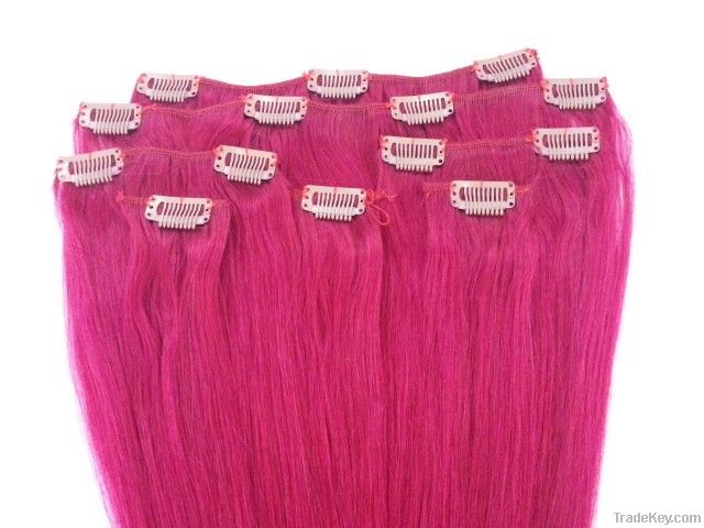 hot selling amazing color 100% brazilian hair clip in hair extension