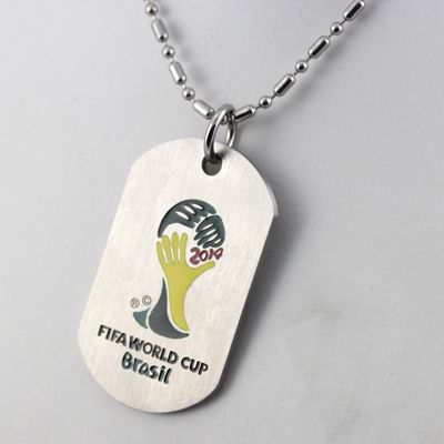 NEW 2014 Brazil WORLD CUP FOOTBALL FAN DOG PENDANT STEEL NECKLACE