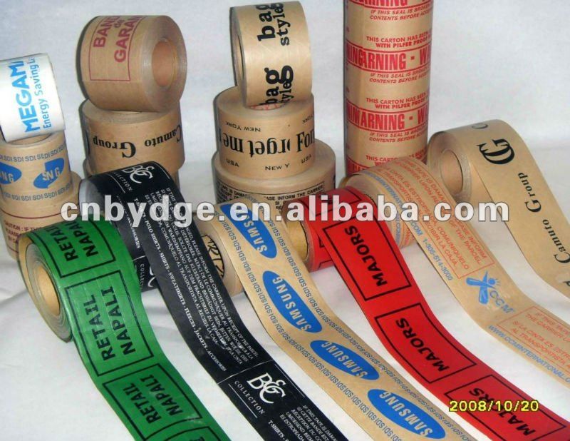 China factory custom logo printed gummed kraft paper tape