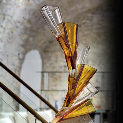 Unique Crystal Vase STREAM AMBER