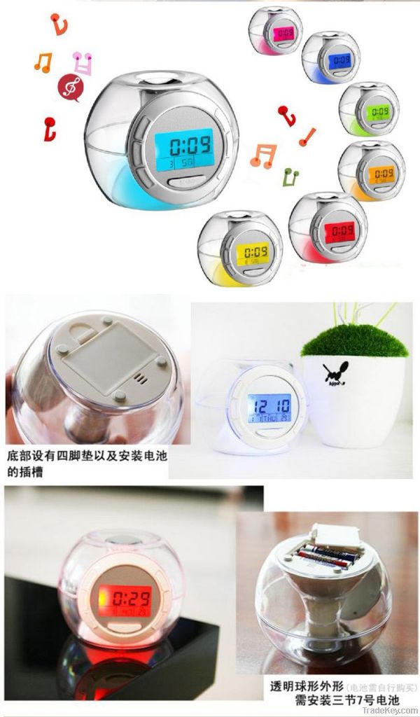 Natural Sound Alarm Ball-shaped Glowing LED Digital Clock