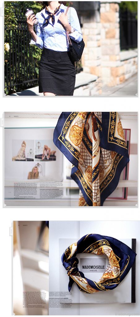 2013 BEST SELLER 100%SILK CREPE SATIN PLIAN SQUARE SCARF