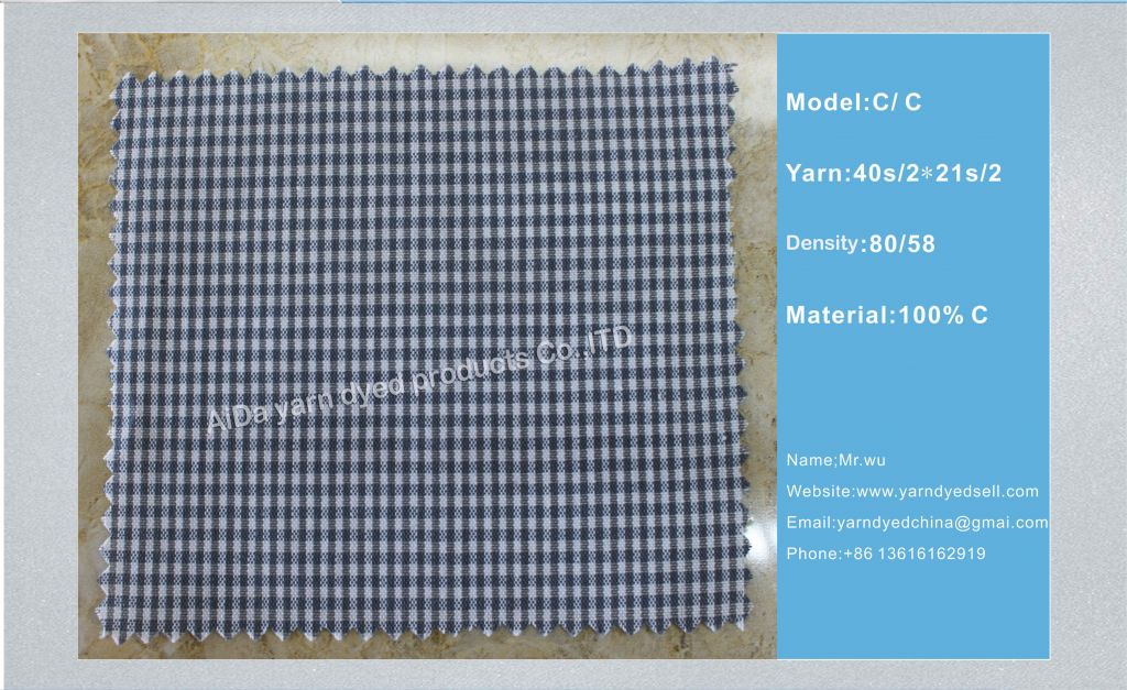 100% Cotton yarn dyed fabric