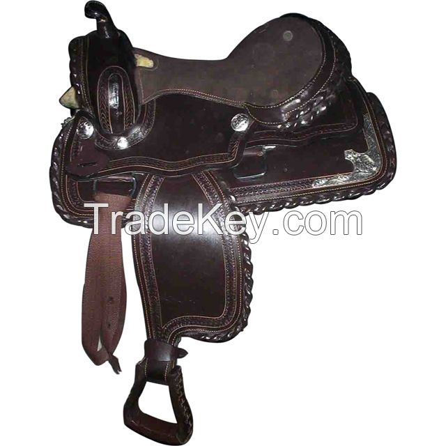 Genuine Leather western pony saddle with steel fitting , size 12,13,14,15,16,17,18