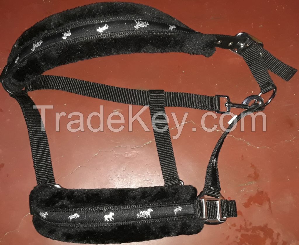 Genuine imported material mink horse halter white