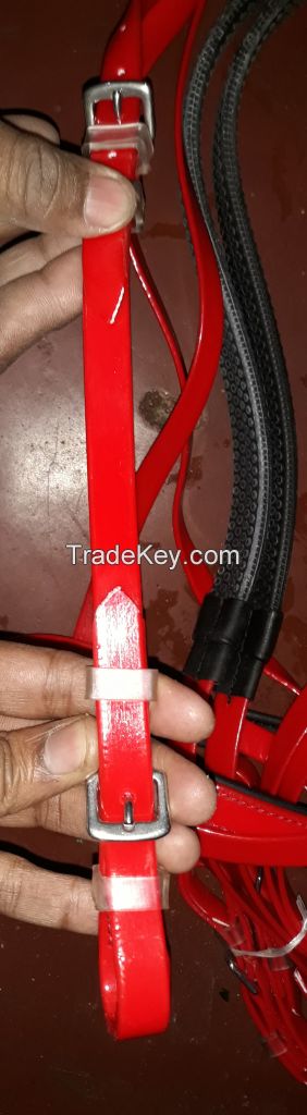 Genuine imported PVC horse riding bridle with rust proof steel fittings Red
