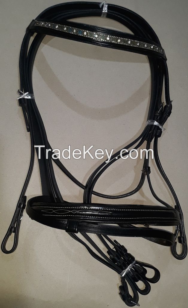 Genuine Imported PP horse bridle Black and Gray with rust proof fittings