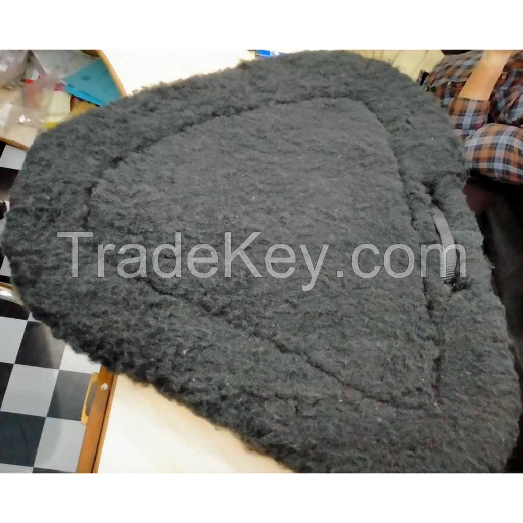 Genuine imported fur bareback saddle pad black 1 to 2 inch HD foam filling