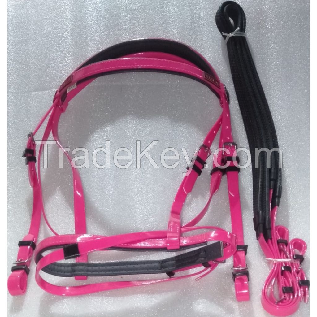 Genuine PVC horse status racing bridle with rust proof steel fittings Orange