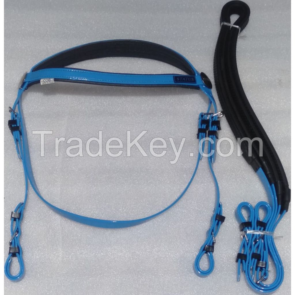 Genuine PVC horse status racing bridle with rust proof steel fittings yellow