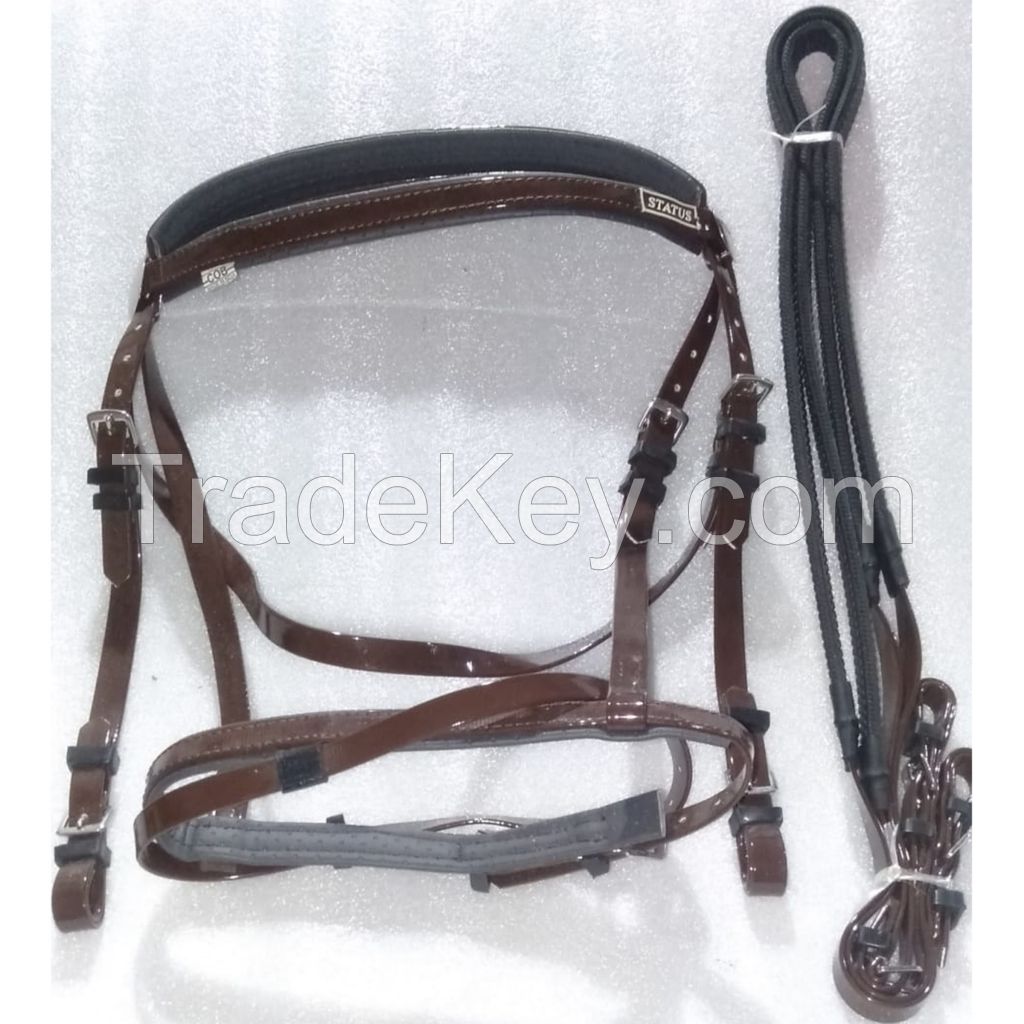 Genuine PVC horse status racing bridle with rust proof steel fittings white