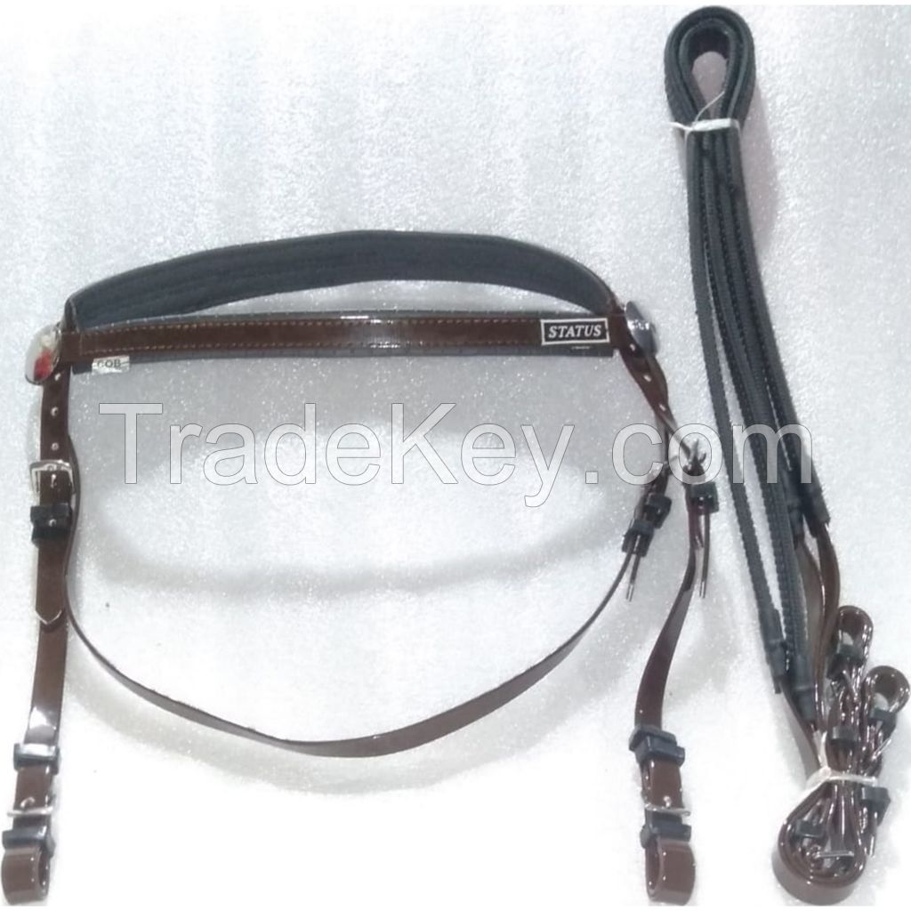 Genuine PVC horse status racing bridle with rust proof steel fittings yellow