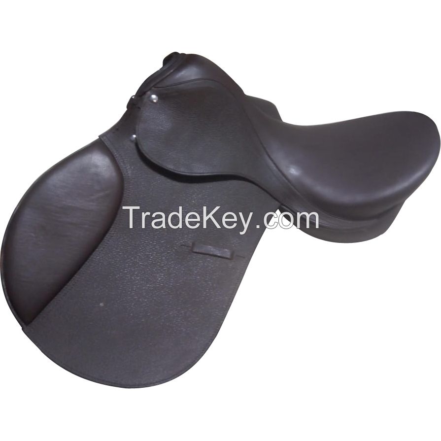 Genuine imported leather jumping saddle tan seat with rust proof fitting 