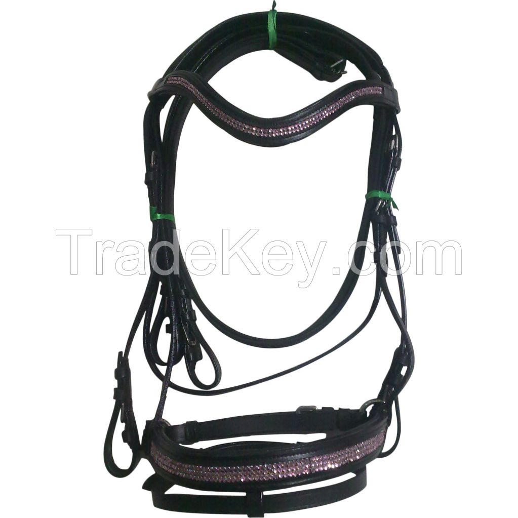 Genuine Imported Rolled leather horse Bridle Black with rust proof fittings