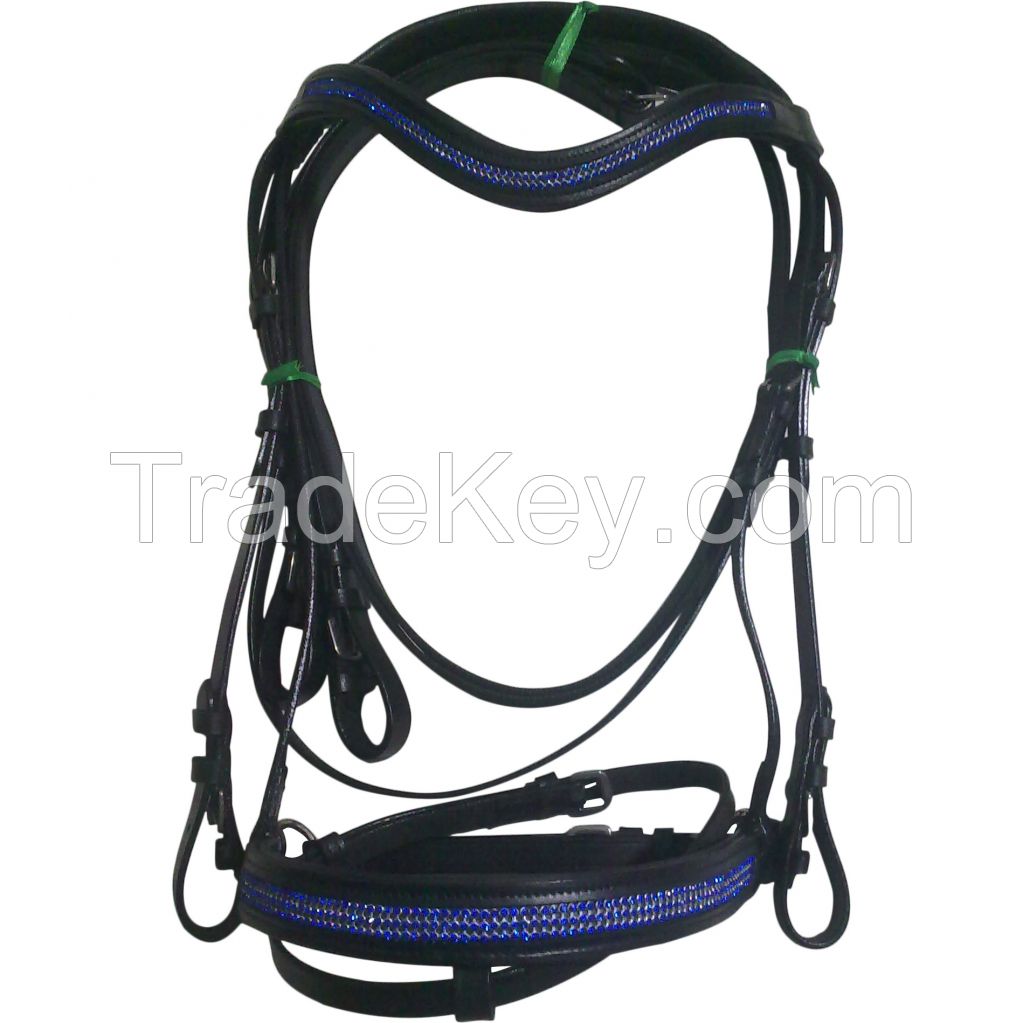 Genuine Imported Rolled leather horse Bridle Black with rust proof fittings