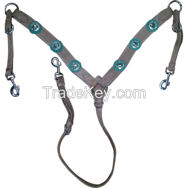Genuine imported leather western Breastplate with silver fitting and with rust proof fittings