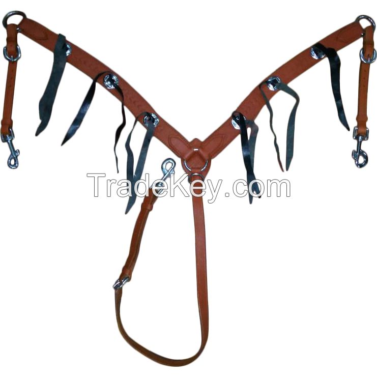 Genuine imported leather western Breastplate with silver fitting and with rust proof fittings