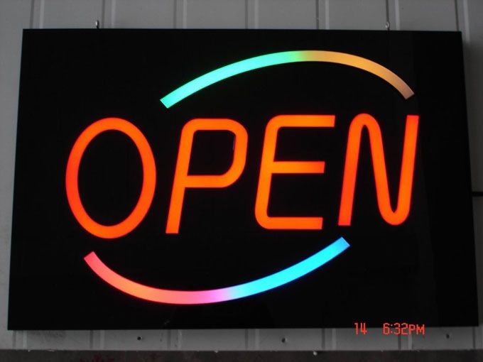 front lit Open LED resin signage