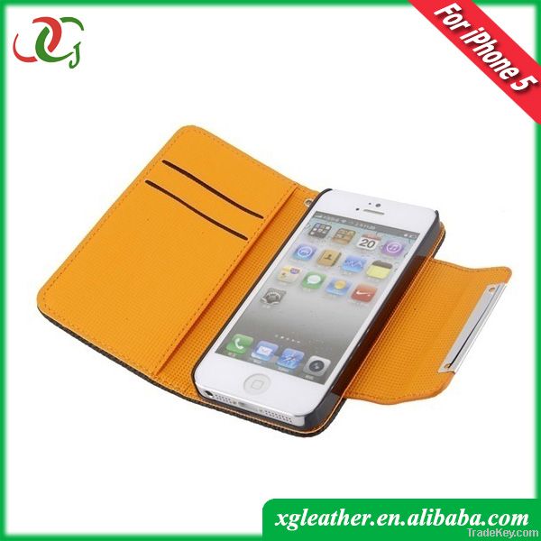 Hanging case for apple iphone 5 /Litchi pattern Leather case