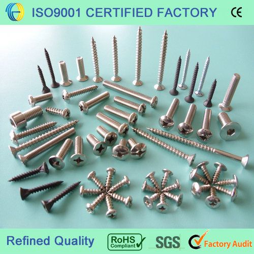 Stainless steel flat head chamfering self drill drywall &amp;self tapping wood chipboard screws